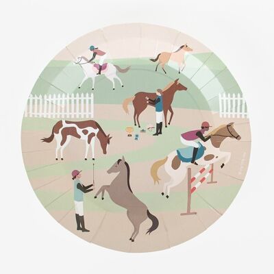 8 Assiettes en carton : cheval