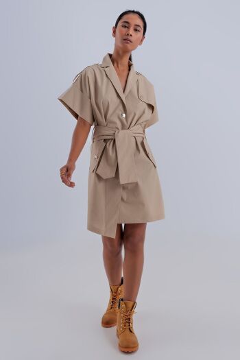 Mini robe chemise asymétrique beige 3