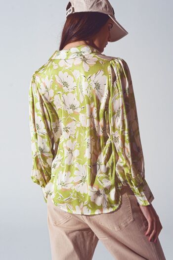 Chemise en mousseline à imprimé floral en vert 2