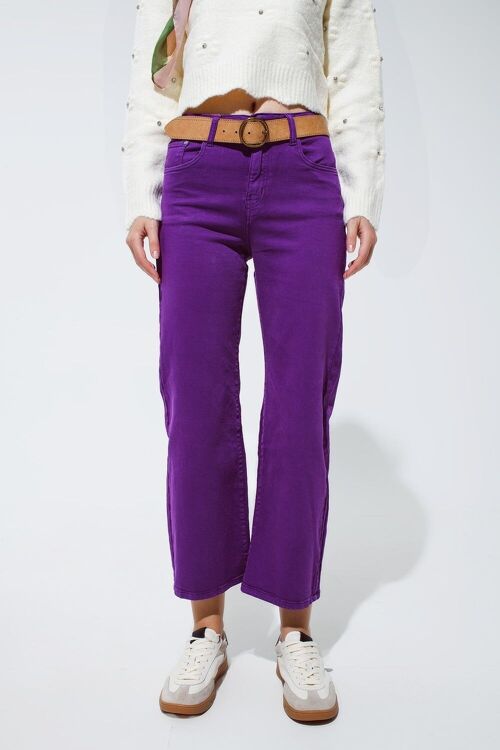 Cropped wide leg jeans in purple