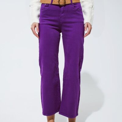 Jeans cropped a gamba larga in viola