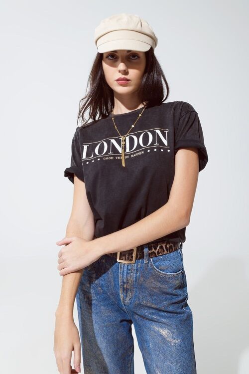 relaxed fit T-shirt in washed black with london logo
