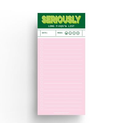 Lista delle cose da fare verde rosa con testo Lista davvero lunga, cazzo