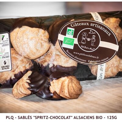 Galletas de mantequilla Alsaciana "Spritz-Chocolate" ecológicas - 125 g (Bolsa/Plato)