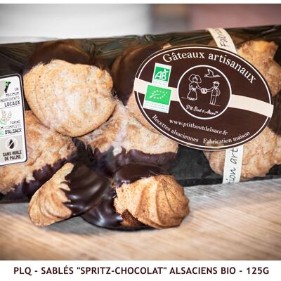 Organic Alsatian "Spritz-Chocolate" shortbread - 125g (Bag/Plat)