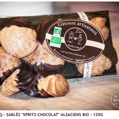 Organic Alsatian "Spritz-Chocolate" shortbread - 125g (Bag/Plat)
