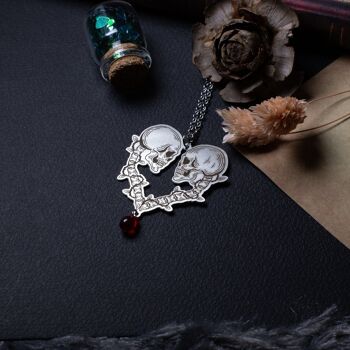 collier pendentif squelette - tête de mort - gothique en acier inoxydable 3