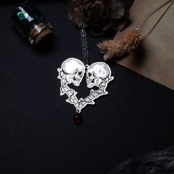 collier pendentif squelette - tête de mort - gothique en acier inoxydable 4