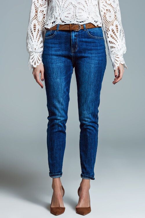 Basic Super Skinny Jeans In Mid Wash