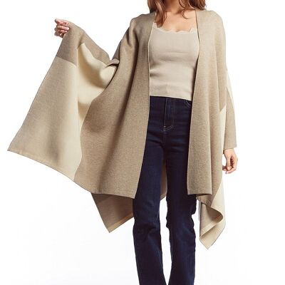 Asymmetrical poncho in light and dark brown