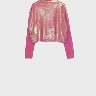Pink sweater with metallic glow
