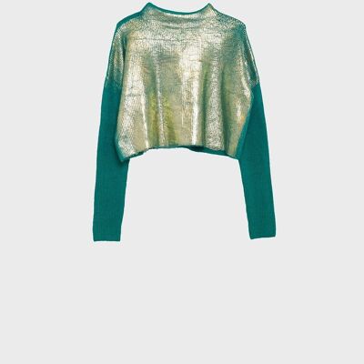 Maglione verde con bagliori metallici