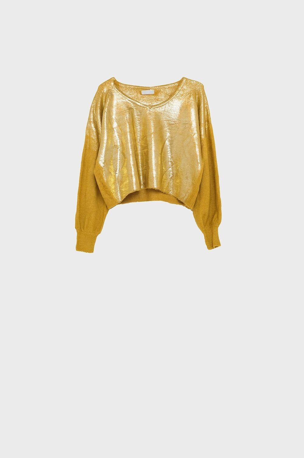 Maglione giallo con bagliori metallici