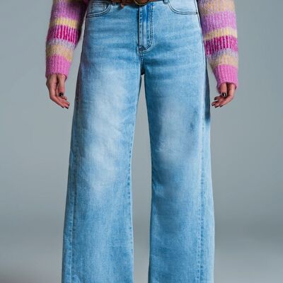 Mom Style Wide Leg Light Wash Jeans