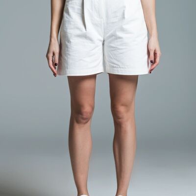 Bermuda Relaxed Fit Shorts With Front Pleats in White