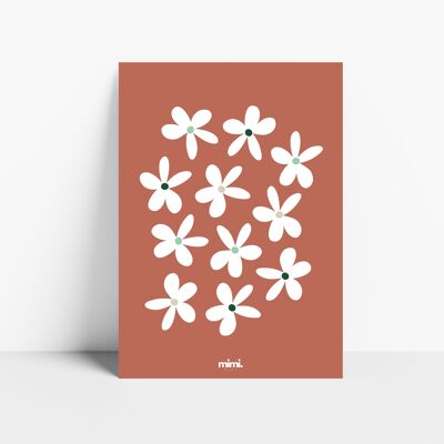 Plakat „Kleine Terrakotta-Blüten“.