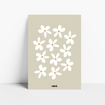 Affiche "Petites fleurs beiges" 1