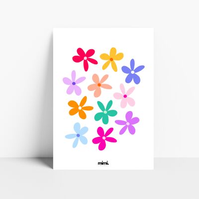 Affiche "Petites fleurs colorées"