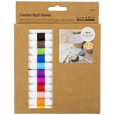 Multi-surface acrylic markers - Multicolored - 4 mm - 12 pcs