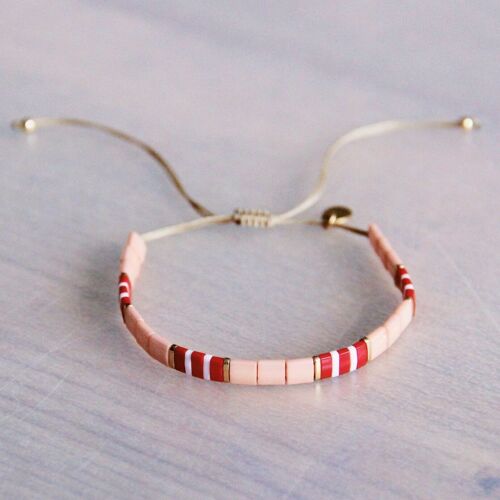 Tilabead bracelet salmon/red/white/gold plated