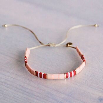 Bracelet tilabead saumon/rouge/blanc/plaqué or 1