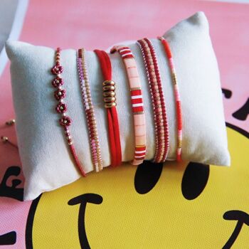 Bracelet tilabead saumon/rouge/blanc/plaqué or 2