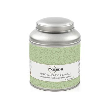 Infusion de feuilles de jasmin et de cannelle - 90 Gr | Rooibos au jasmin, cannelle, anis | Mélange de Rooibos, boîte métallique d'épices en vrac 2