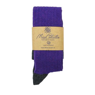 Miss Purple-Anthracite Wool High Socks