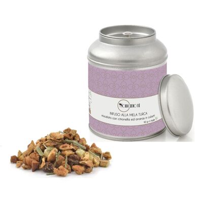 Turkish Apple Leaf Infusion - 90 Gr | Turkish Apple, Lemongrass and Pineapple Herbal Tea | Loose fruit and spice mix in metal tin