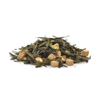 Thé vert Sencha en feuilles et amandes - 90 Gr | Amandes vertes Sencha, caramel, gingembre | Mélange de thé vert, amandes et épices dans une boîte métallique 4