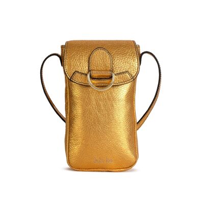 Dark gold Zelie cowhide leather phone pouch
