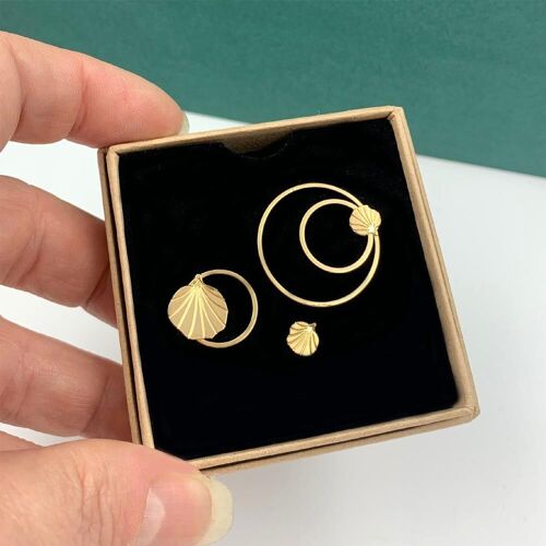 Boucles d'oreille puces feuille Trio doré à l'Or fin