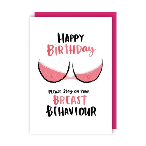 Breast Behaviour Birthday Card Pack of 6