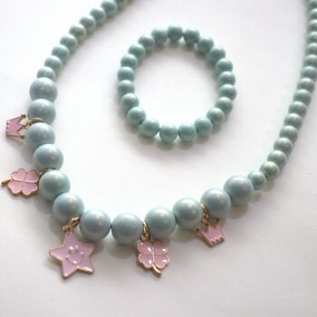 Parure Collier + bracelet -  MILA - Menthe 4