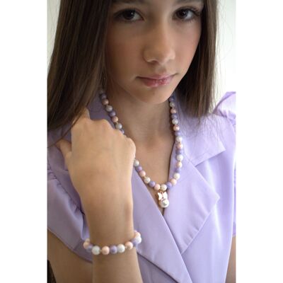 Necklace + bracelet set - PRINCESS - Pink