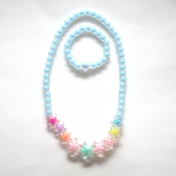 Parure Collier + bracelet - ETOILES - Bleu 2