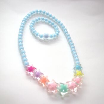 Parure Collier + bracelet - ETOILES - Bleu 3