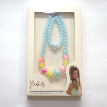 Parure Collier + bracelet - ETOILES - Bleu 6