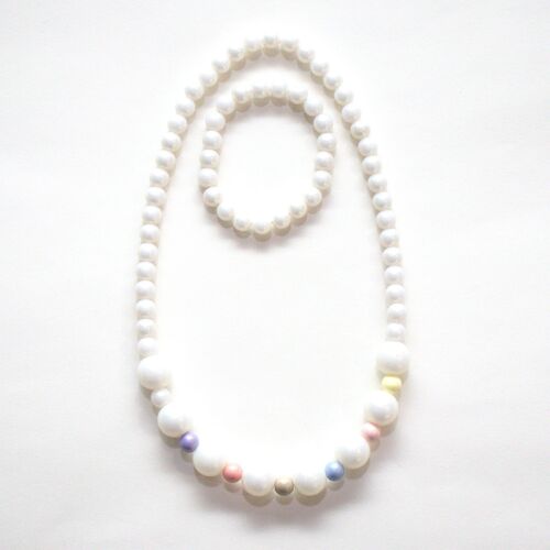 Parure Collier + bracelet - TARA - blanc