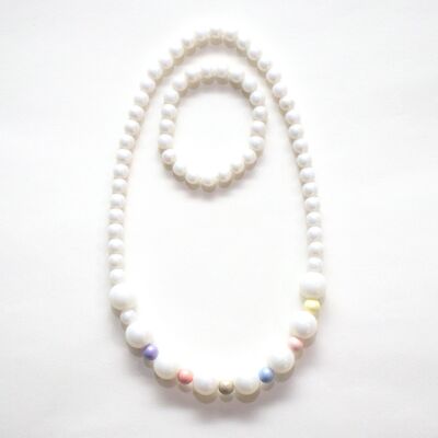 Parure Collier + bracelet - TARA - blanc