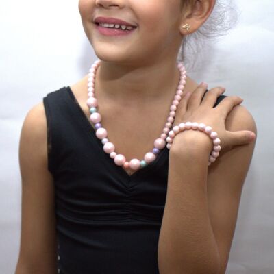 Necklace + bracelet set - TARA - Pink