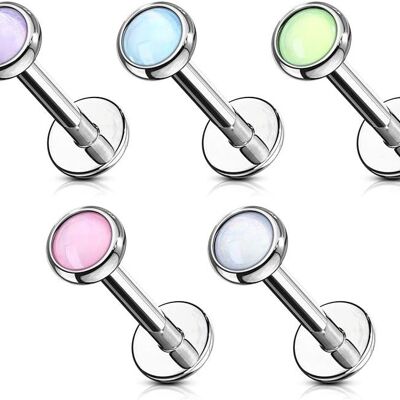 Set di piercing Monroe Labret in acciaio chirurgico 316 L e resina epossidica - Set di 5 labret in 5 colori diversi