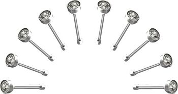 Lot de 10 Piercing Nez en Acier Chirurgical 316L et Cristal 1,95 mm