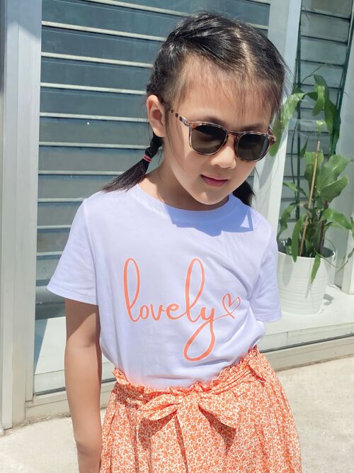 T-shirt en coton à message "lovely" pour fille