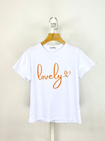 T-shirt en coton à message "lovely" pour fille 2