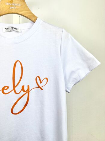 T-shirt en coton à message "lovely" pour fille 4