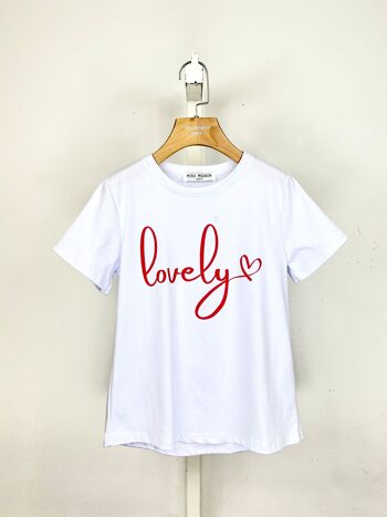 T-shirt en coton à message "lovely" pour fille 5