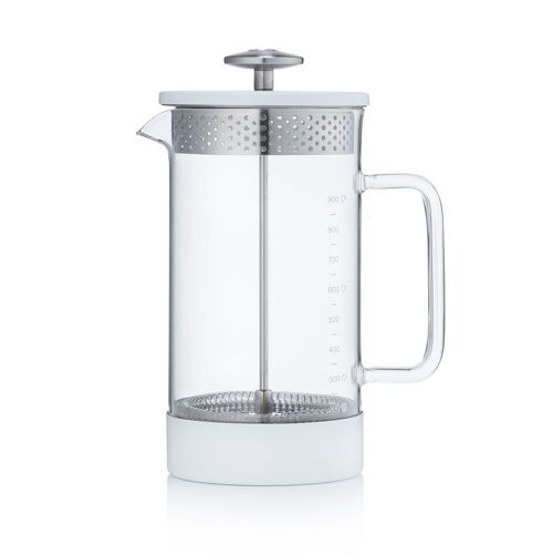 French Press - Core Coffee Press by Barista & Co | White 8 cup/3 mug/1L cafetiere
