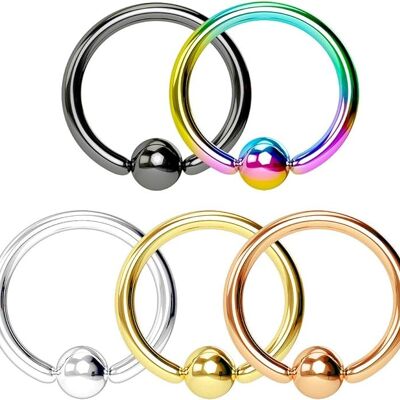 Set of 316 L Surgical Steel Piercings - Set of 5 Nose Ring Piercings - 5 Different Colors of Steel