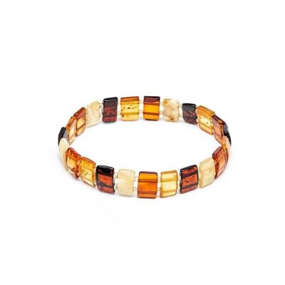 Bracciale in ambra rettangolare multicolore